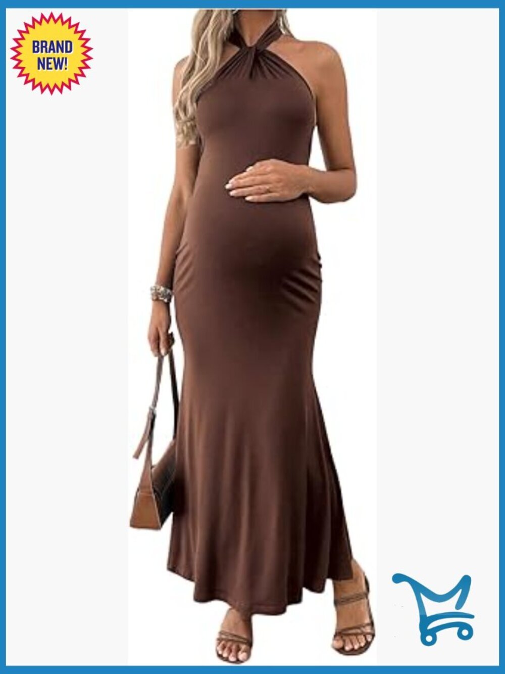 Maternity Halter Bodycon Maxi Dress Sleeveless Pregnancy Formal